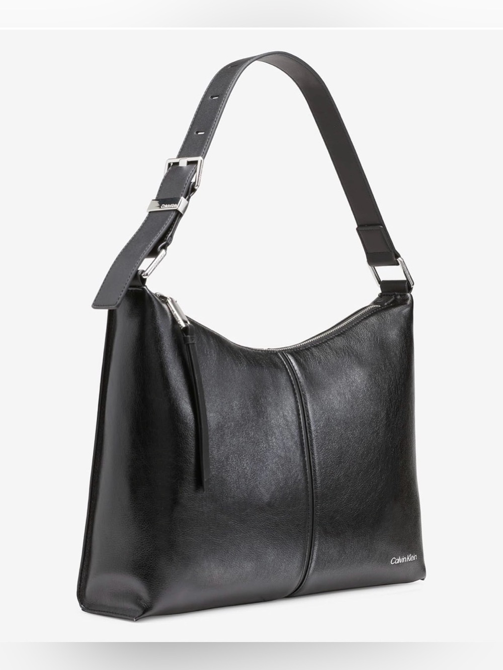 Calvin Klein Women’s Max Top Zip Hobo Sholder Bag. Black/Silver. - Picture 5 of 16
